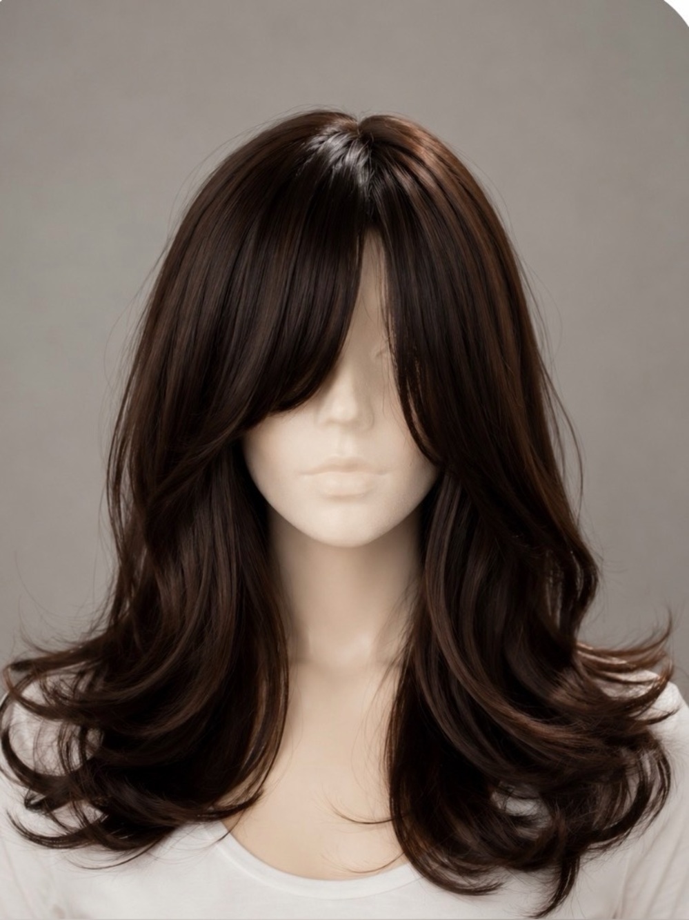 Dark Brown Long Wavy Women's Wig - Natural Look